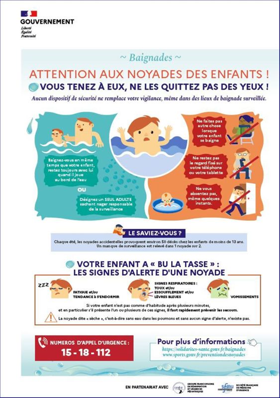 Baignades, attention aux noyades des enfants !