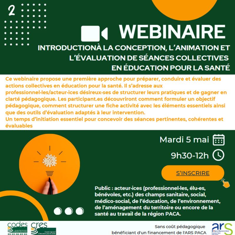 Webinaire : Introduction à la conception, l’animation et l’évaluations de séances collectives