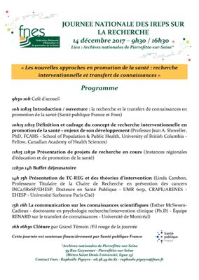 Image journée nationale recherche et transfert de connaissance en promotion de la santé