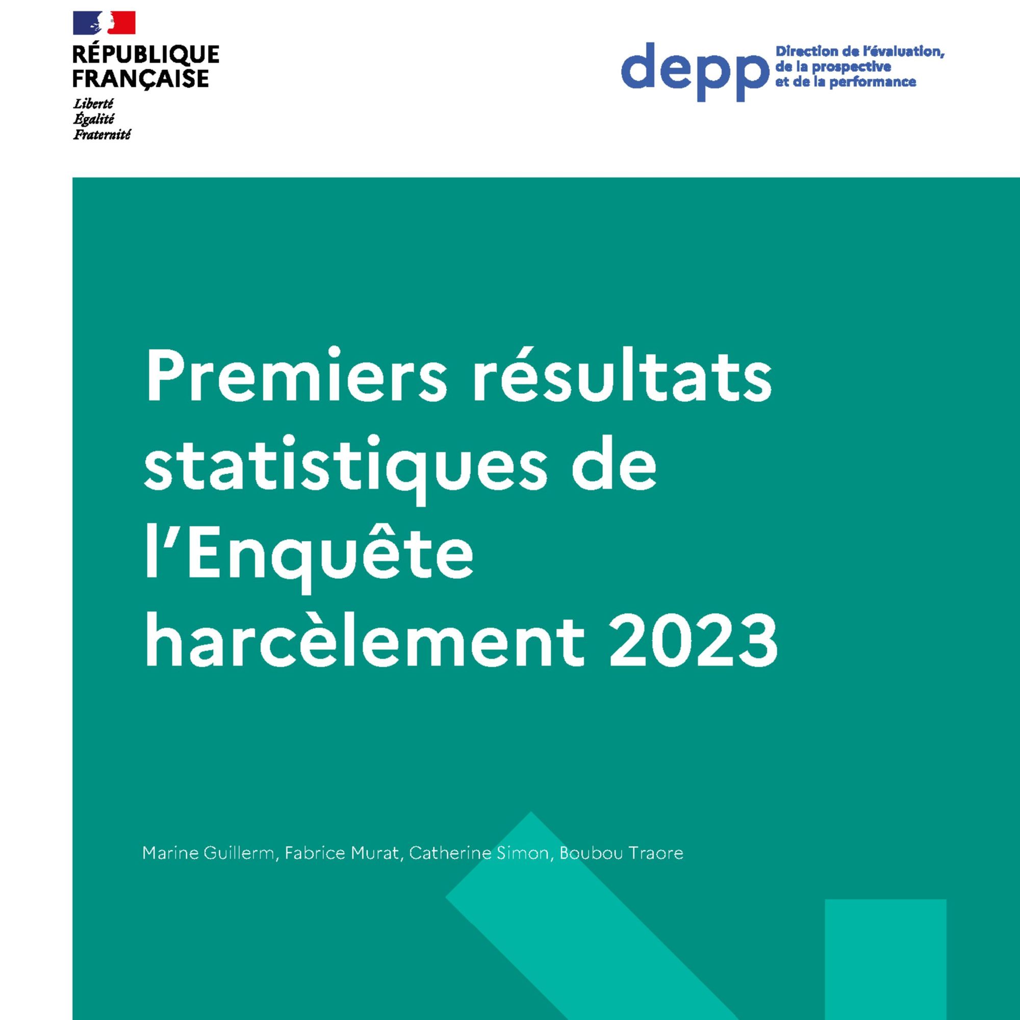 Premiers résultats statistiques de l'enquête harcèlement 2023