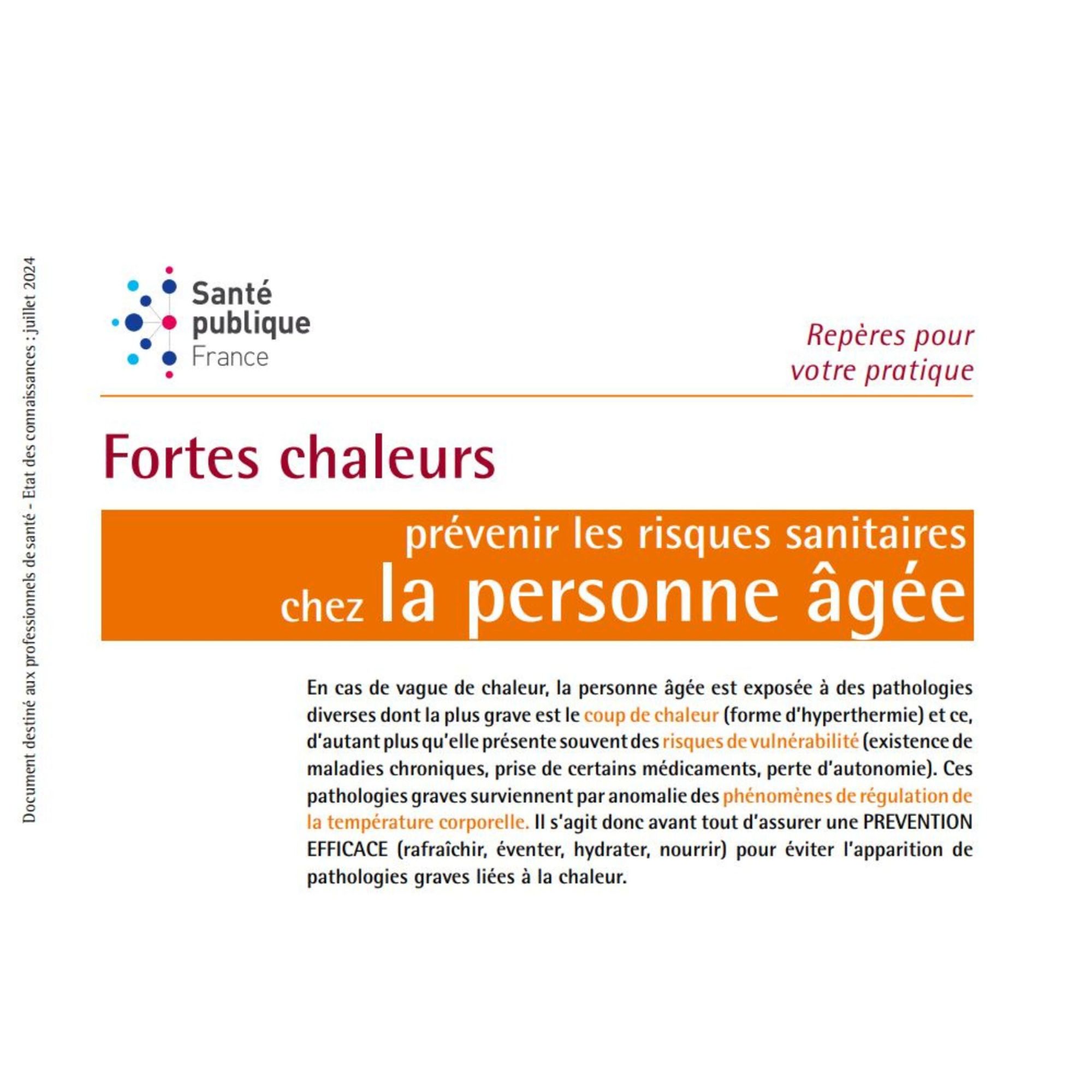 Fortes chaleurs : prévenir les risques sanitaires chez la personne âgée