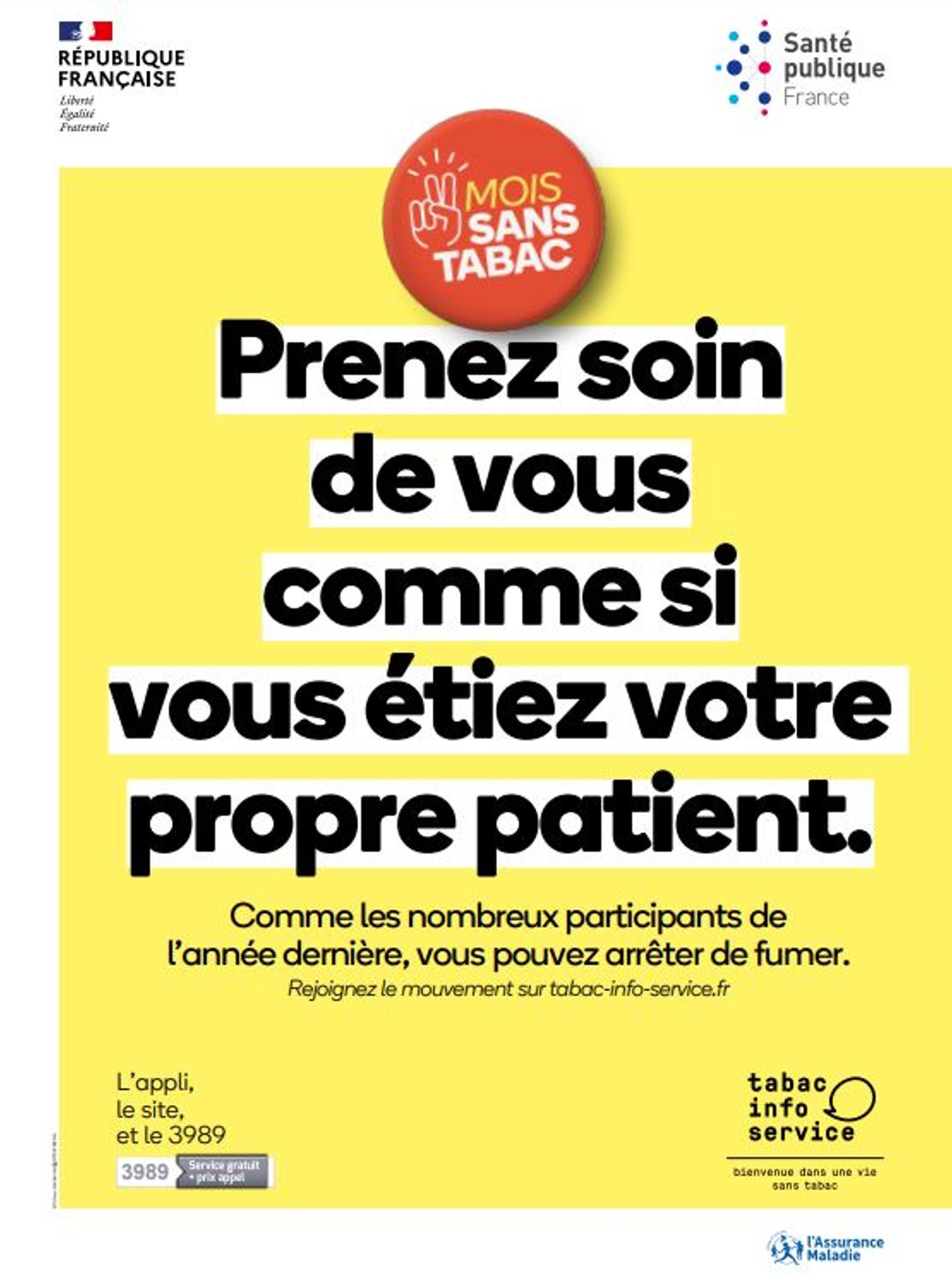 Affiche "Prenez soin de vous comme si vous étiez votre propre patient" 