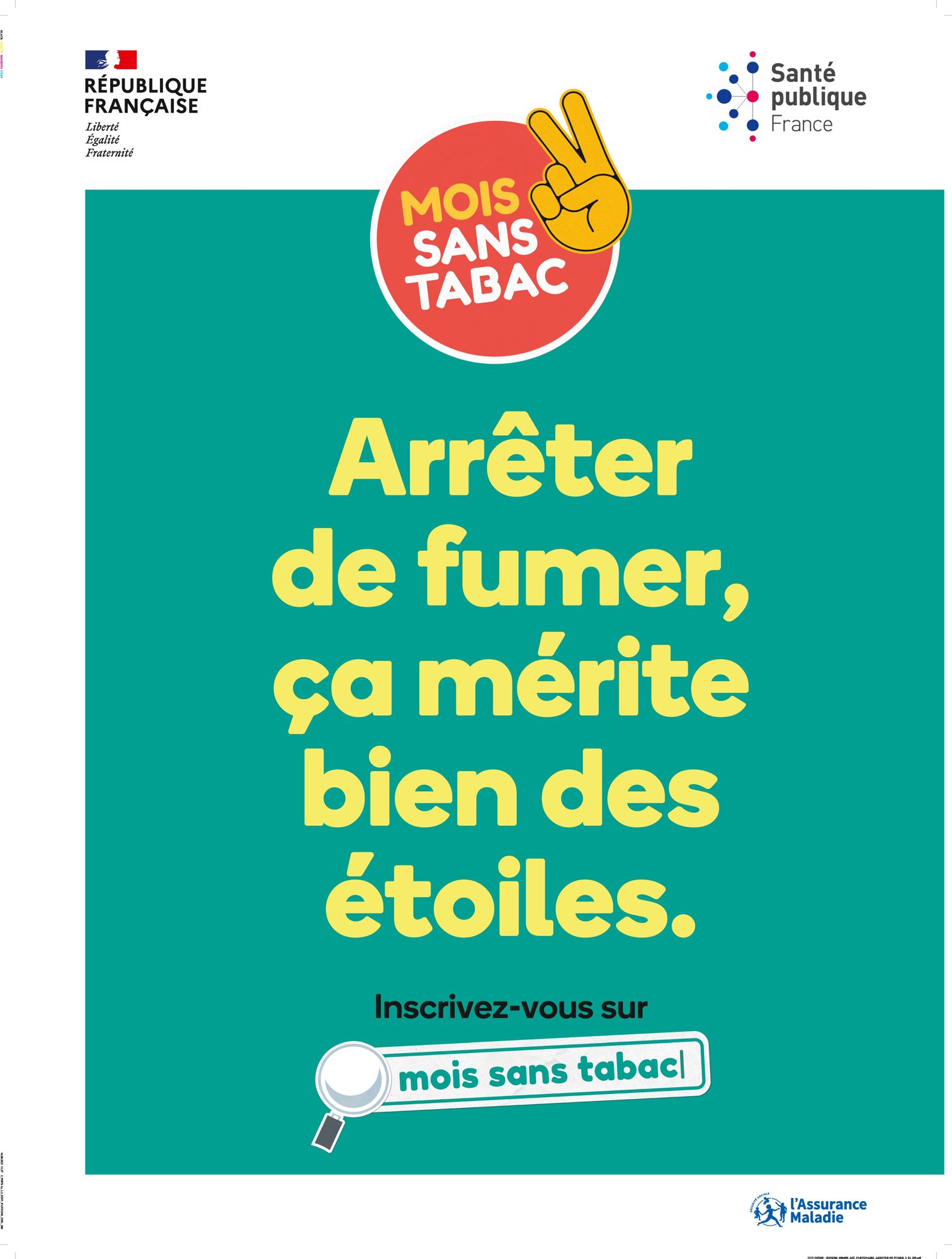 Affiche pour le secteur hotellerie-restauration "Arrêter de fumer, ça mérite bien des étoiles" 