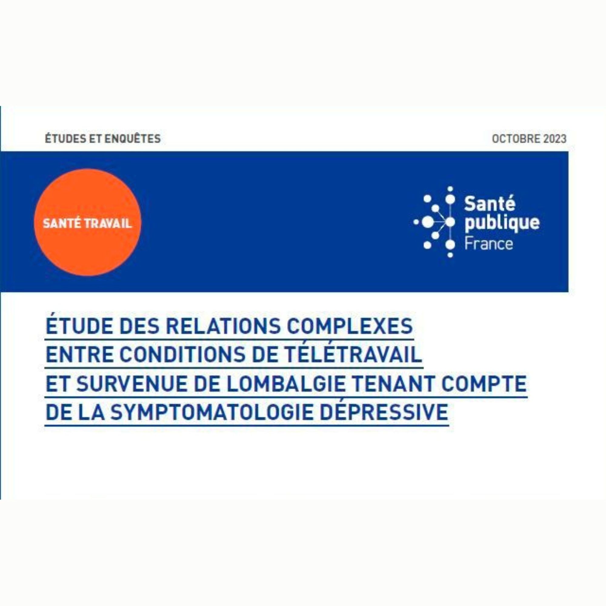 Étude des relations complexes entre conditions de télétravail et survenue de lombalgie 