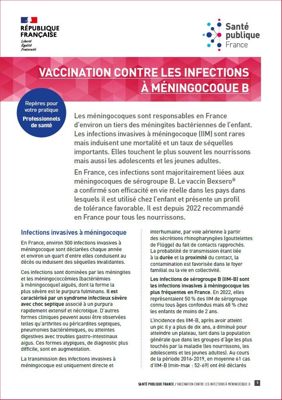 Vaccination contre les infections à méningocoque B - Repères pour votre pratique