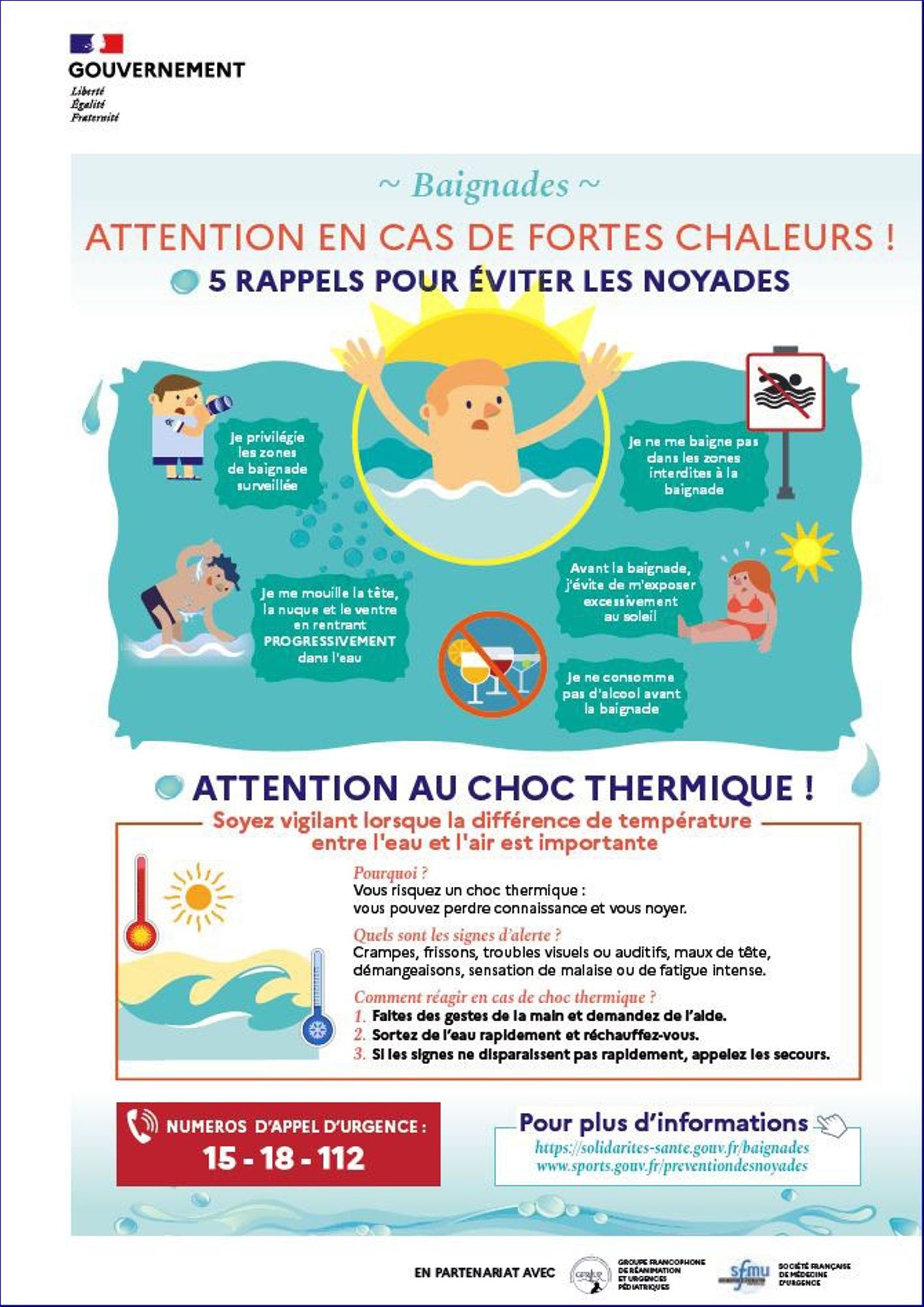 Baignades, attention en cas de fortes chaleurs !