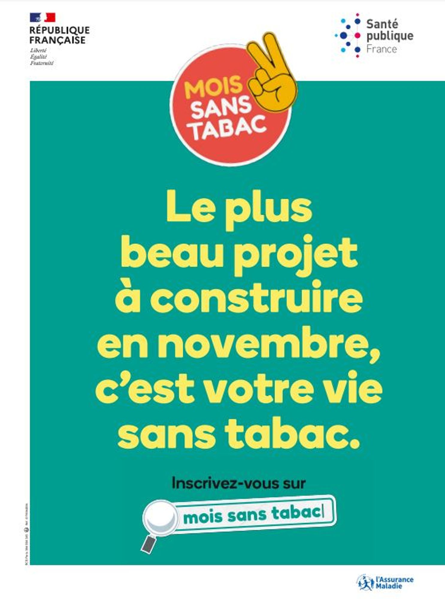 Affiche pour les métiers manutentionnaires "Le plus beau projet à construire en novembre, c'est votre vie sans tabac"