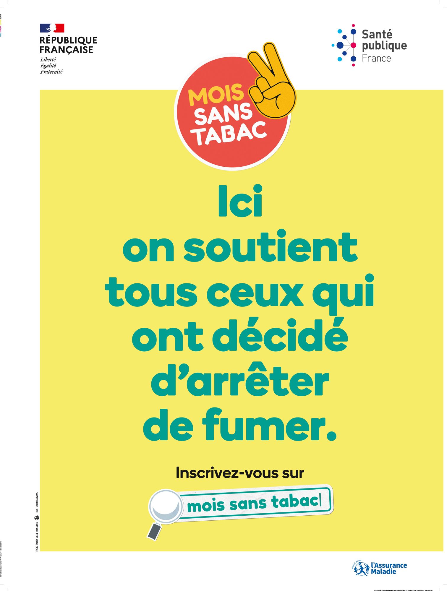 Affiche "Ici on soutient tous ceux qui ont décidé d'arrêter de fumer"