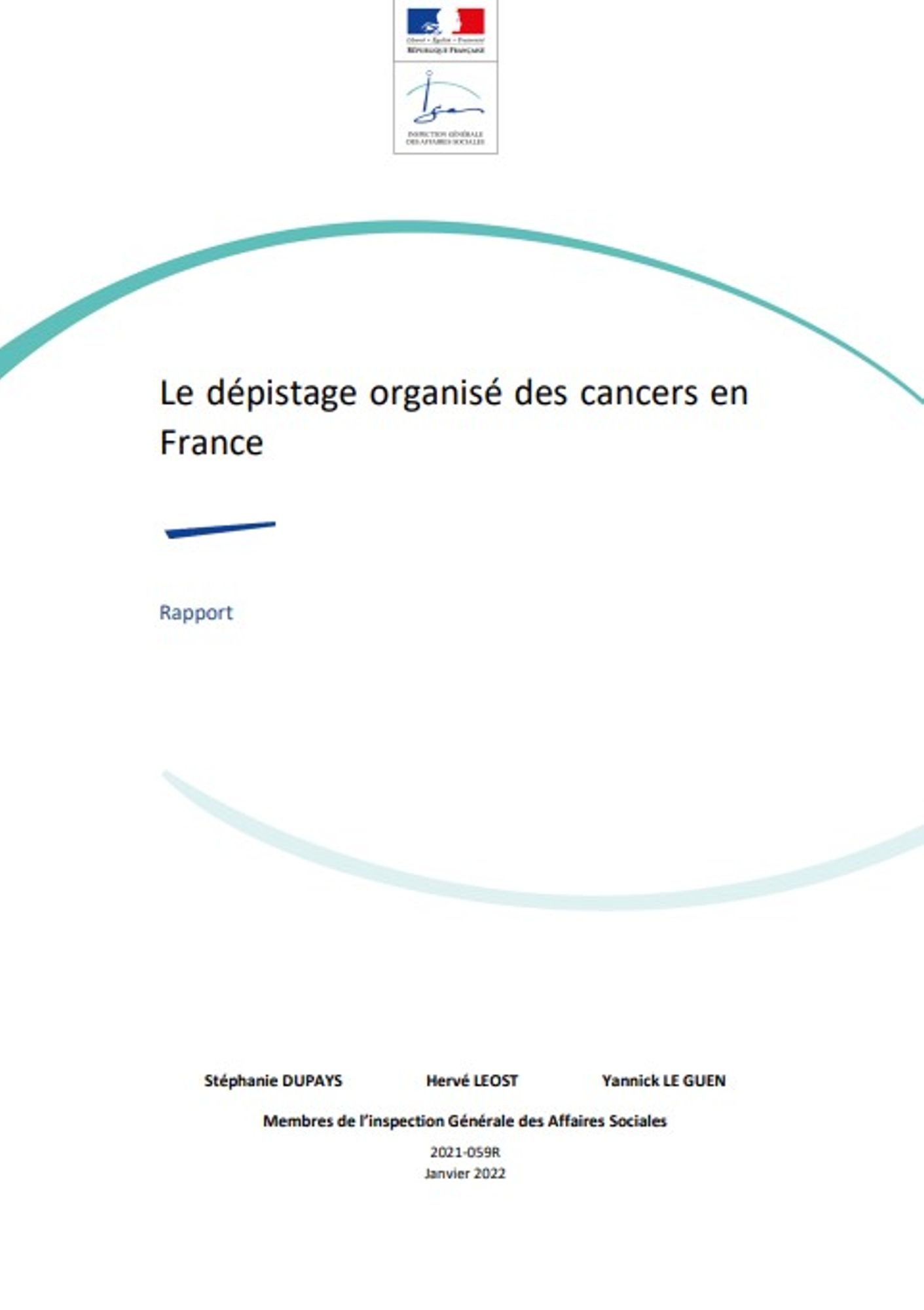 Le dépistage organisé des cancers en France : un rapport de l'IGAS