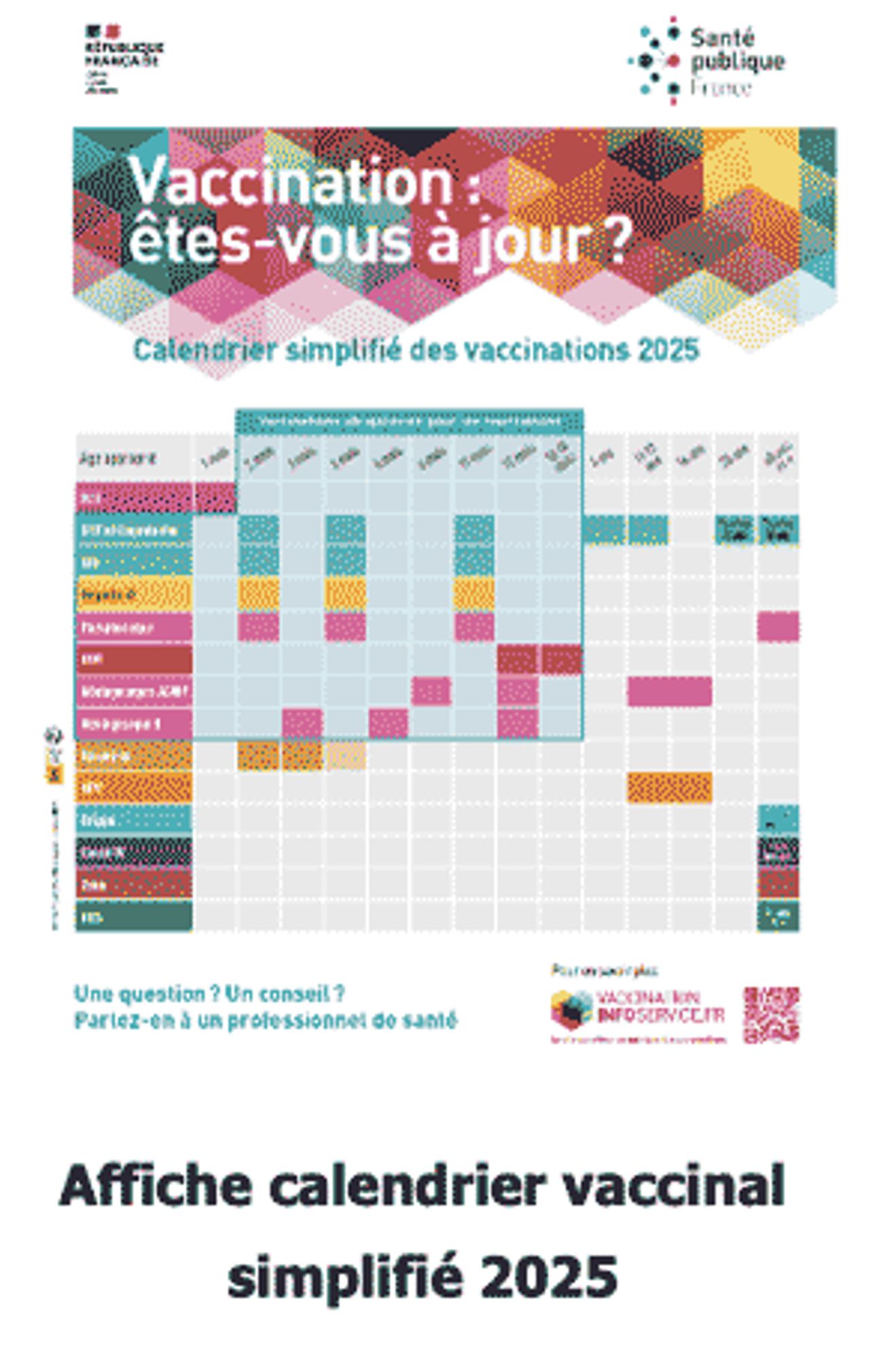 Affiche calendrier vaccinal simplifié 2025