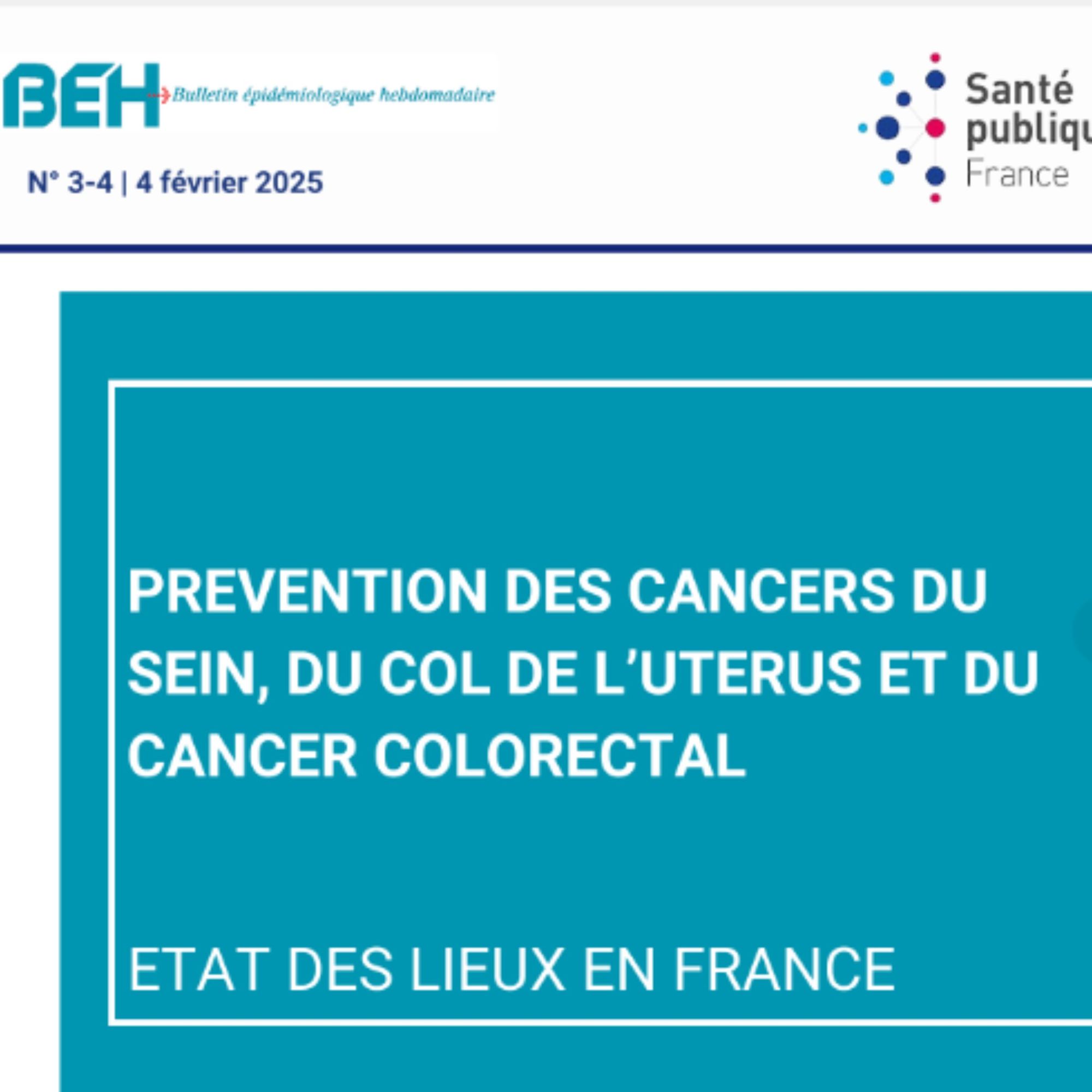 Prévention des cancers du sein, du col de l’utérus et du cancer colorectal : état des lieux en France