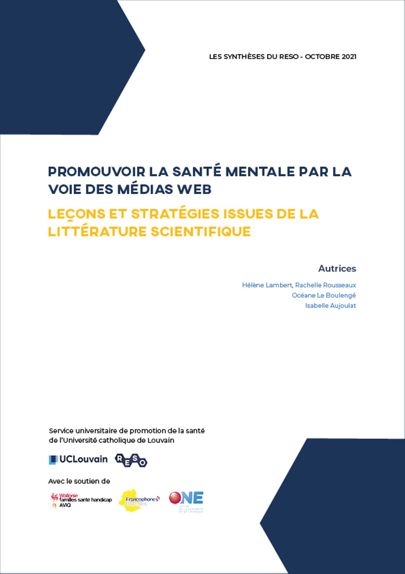 Promouvoir la santé mentale par la voie des médias Web