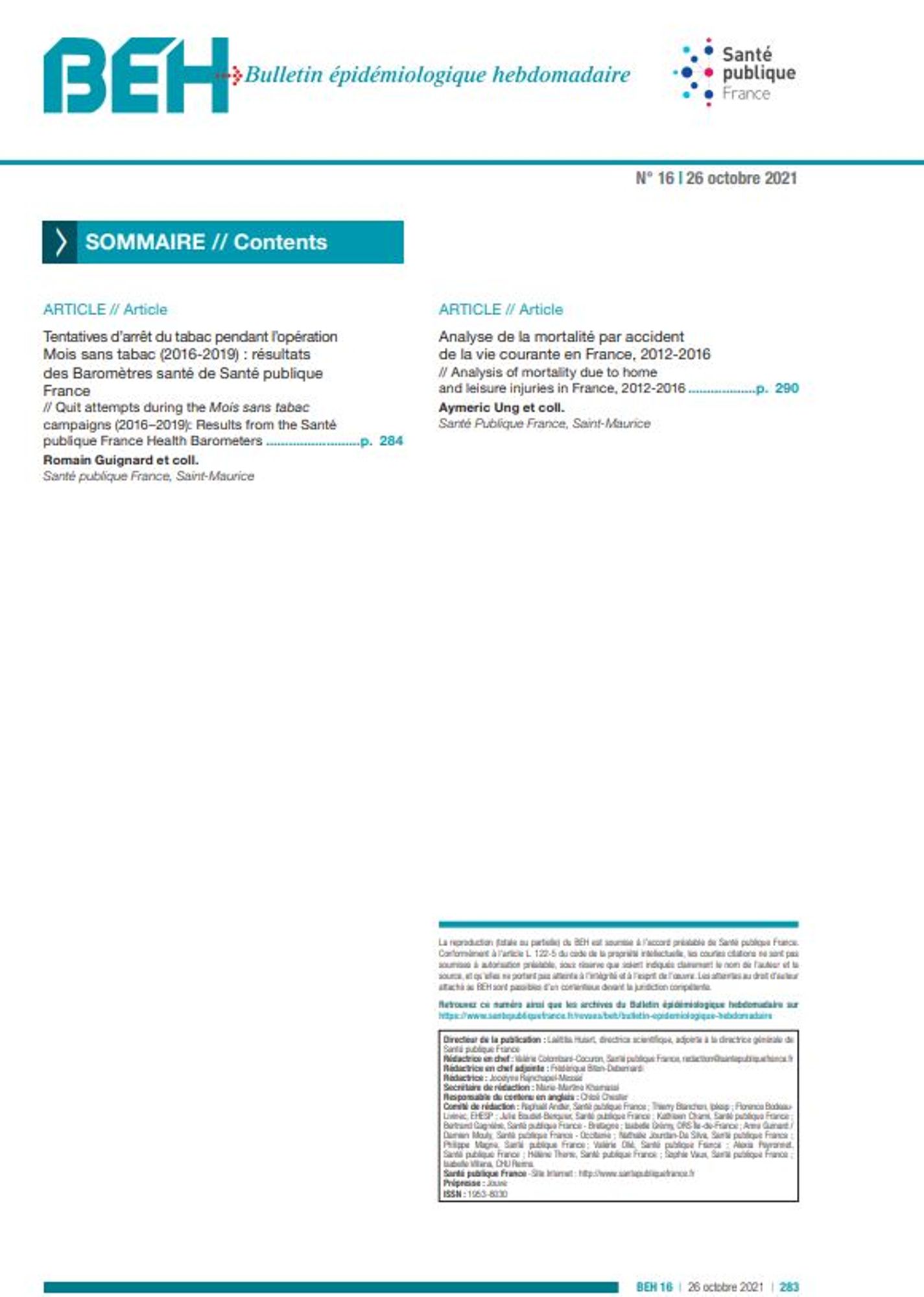 Tentatives d'arrêt du tabac pendant l'opération Mois sans tabac (2016-2019)