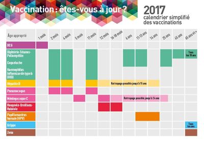 Image carte postale calendrier simplifié des vaccinations 2017