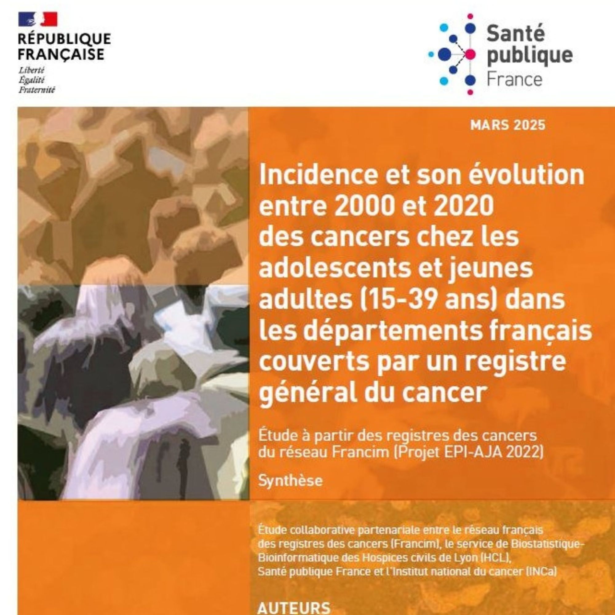 Incidence et son évolution entre 2000 et 2020 des cancers chez les adolescents et jeunes adultes (15-39 ans).