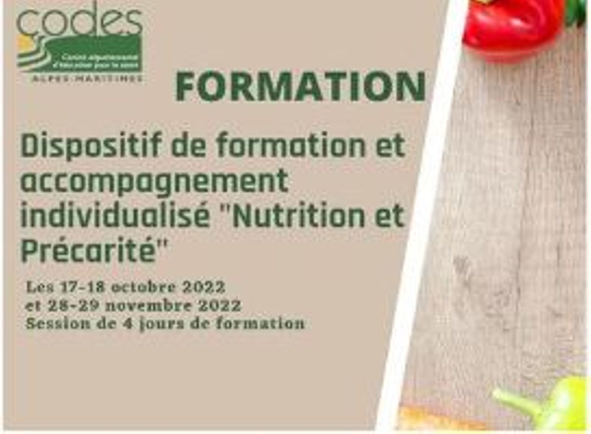 Dispositif de formation et accompagnement individualisé "Nutrition et Précarité"