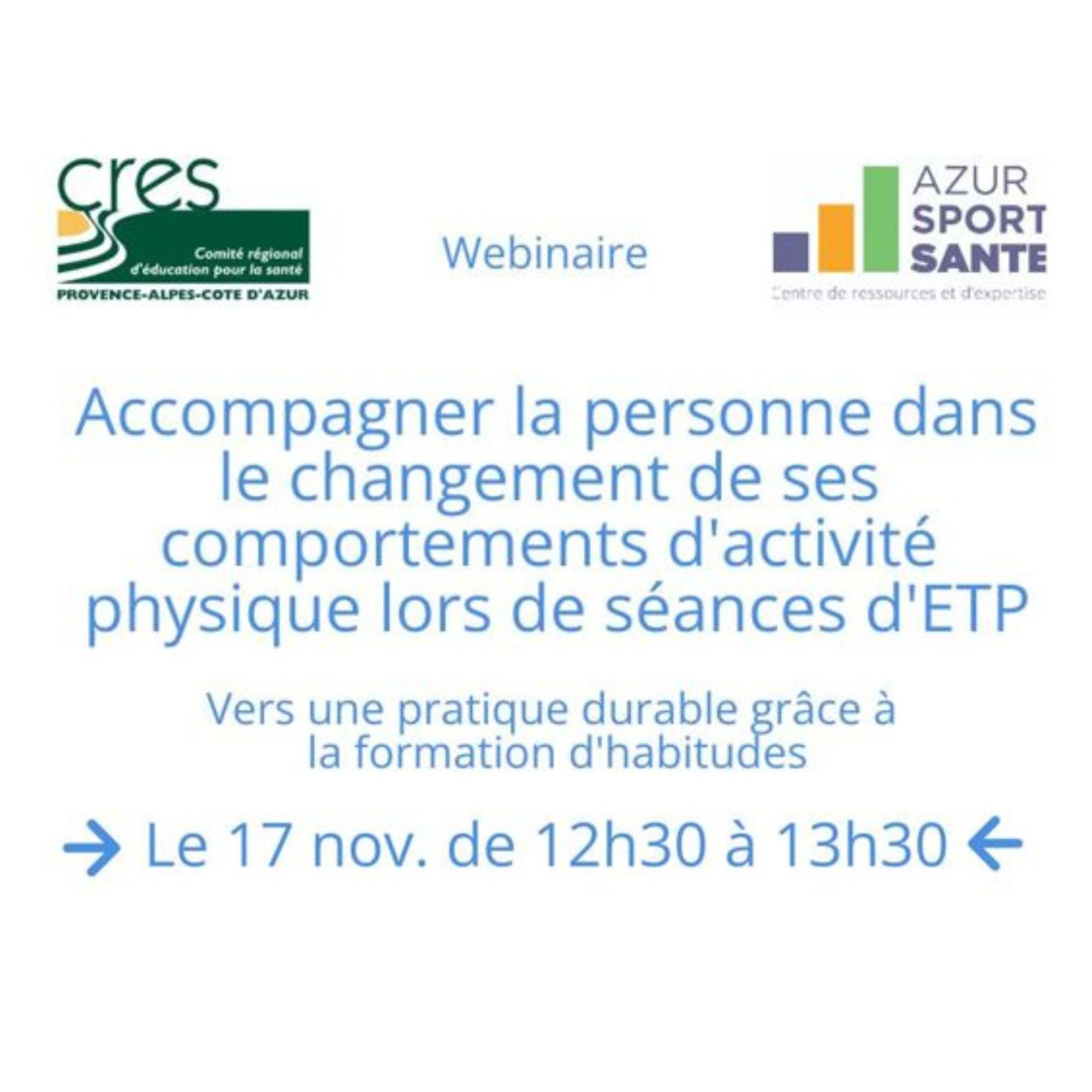 Webinaire "Accompagner la personne dans le changement de ses comportements d'activité physique lors de séances d'ETP"