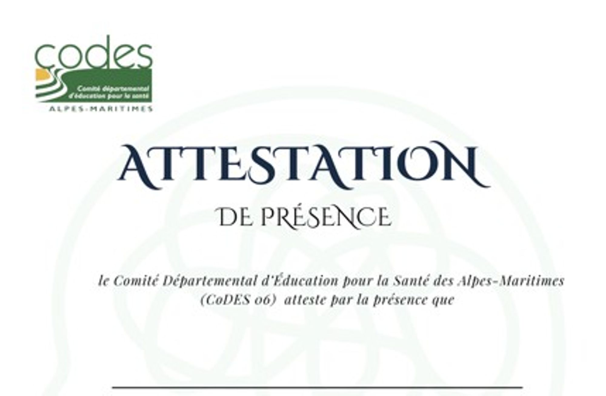 Attestation de présence