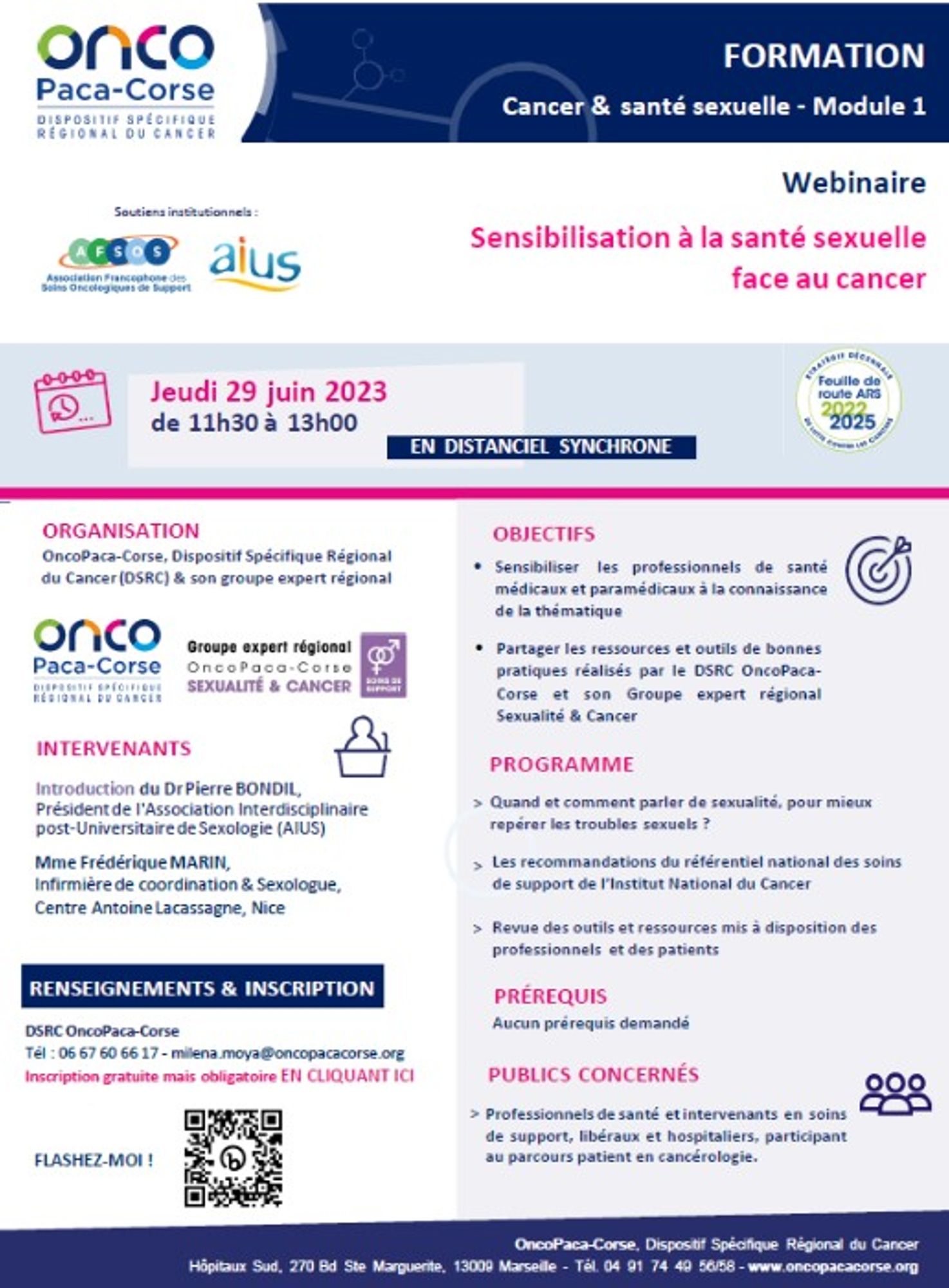 Webinaire "Sensibilisation à la santé sexuelle face au cancer"