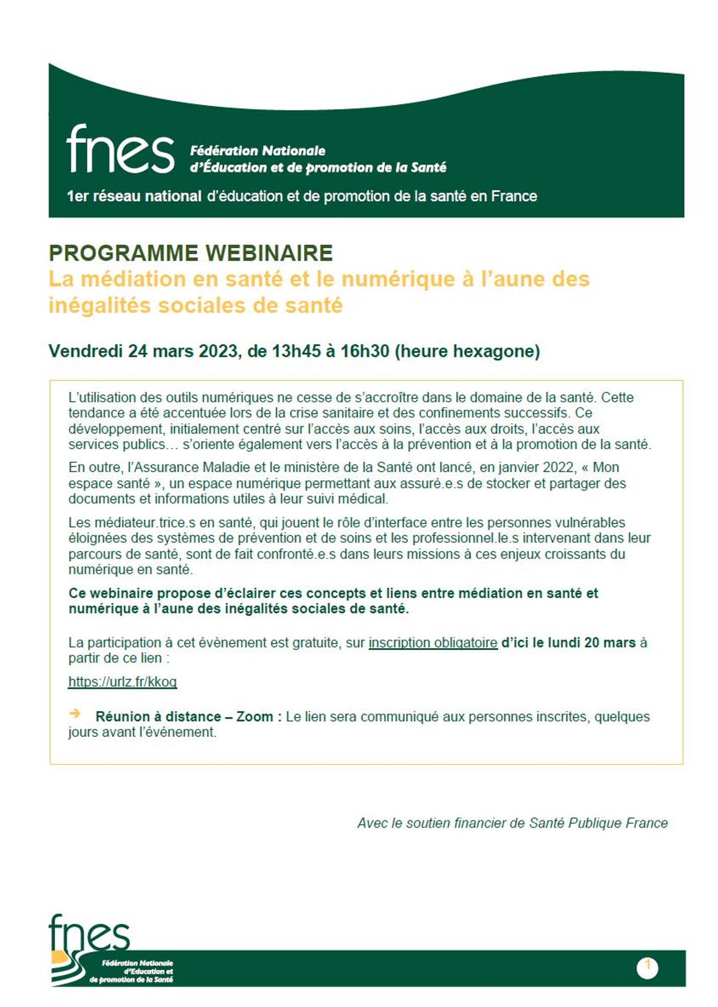 webinaire sur "La médiation en santé et le numérique à l’aune des inégalités sociales de santé" 