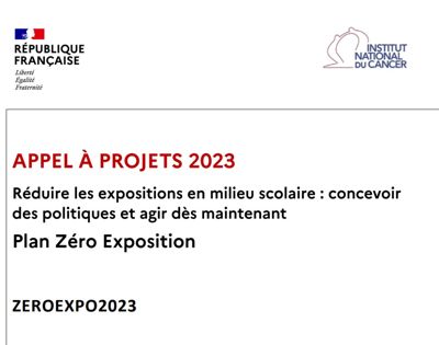 Appel à projets 2023 - Réduire les expositions en milieu scolaire : concevoir des politiques et agir dès maintenant Plan Zéro Exposition
