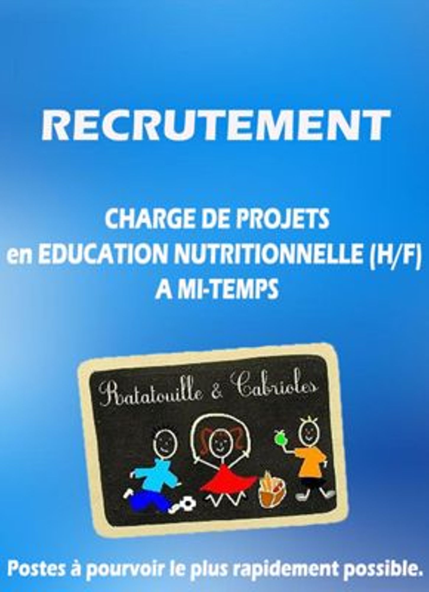 LE CODES 06 recrute un Chargé de Projets en Education Nutritionnelle H/F
