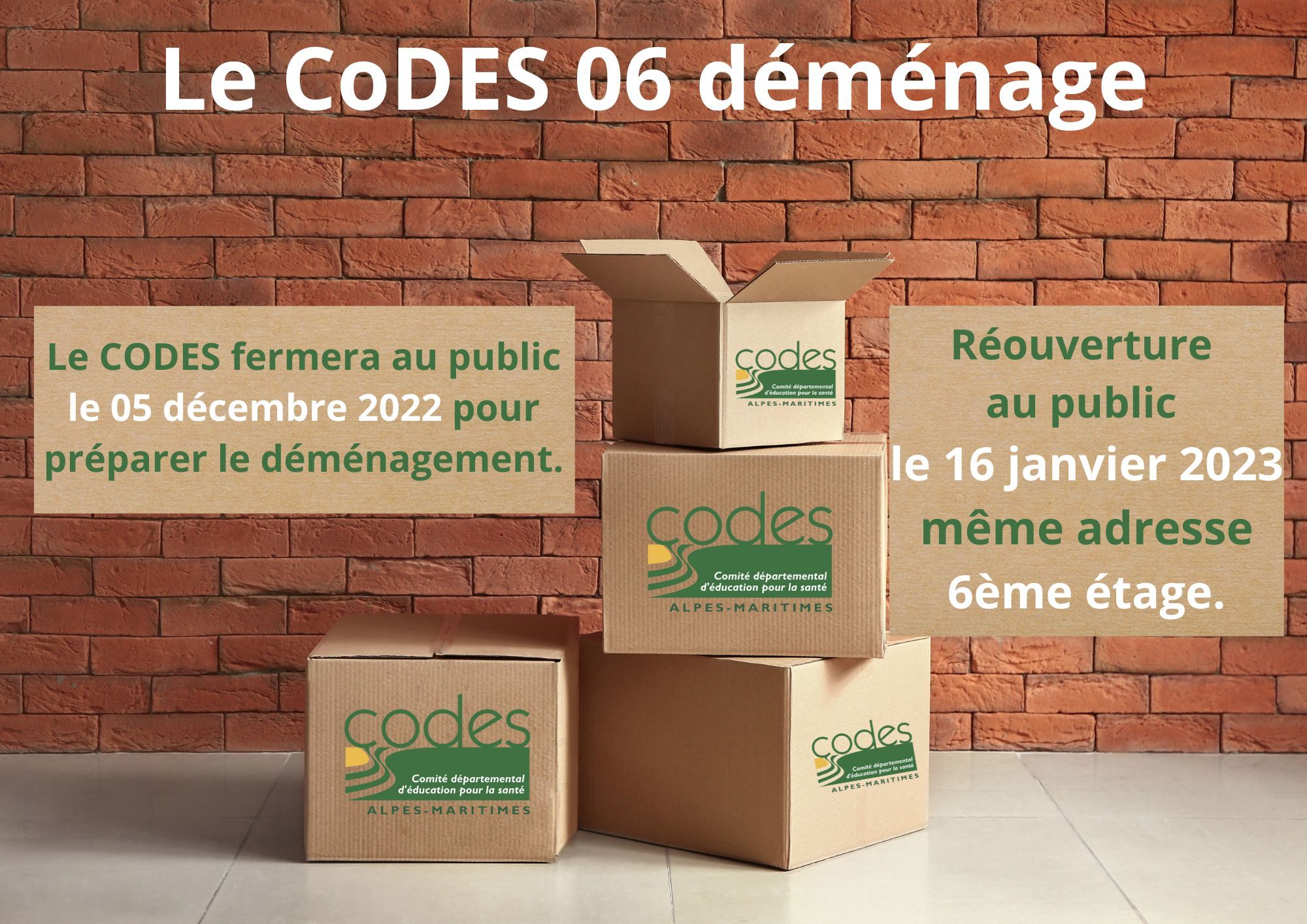 Le CoDES 06 déménage