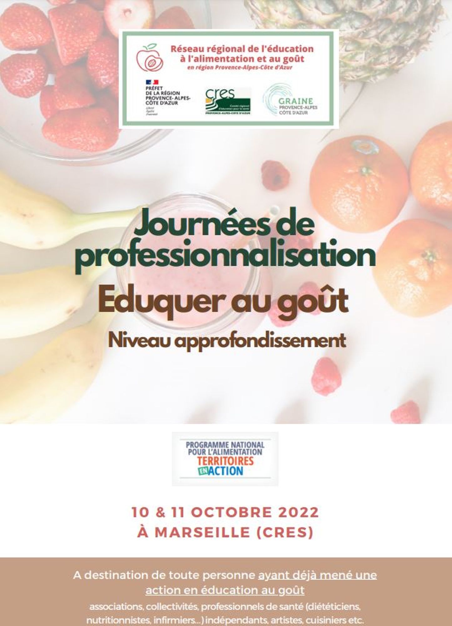 Eduquer au goût : journées de professionnalisation