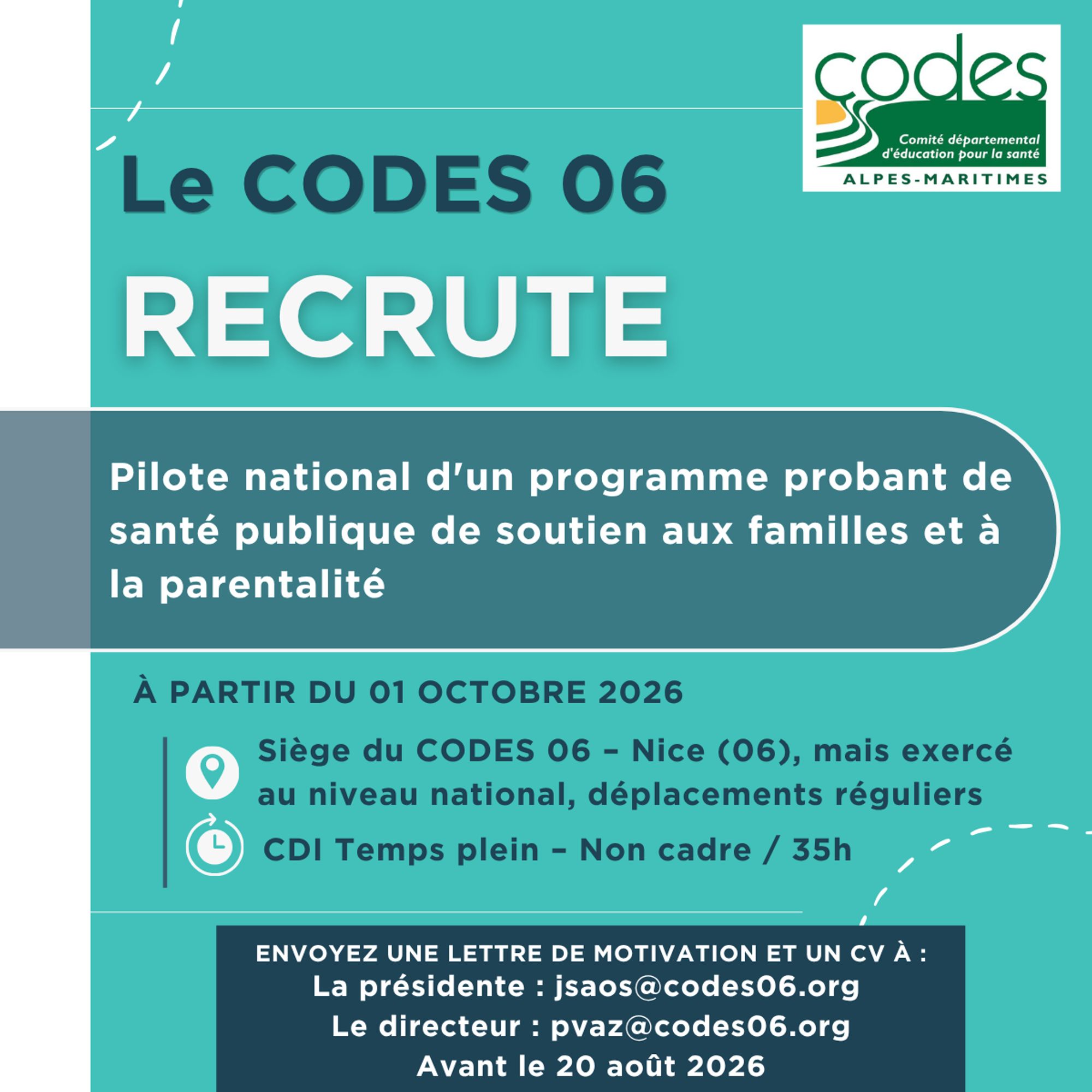 RECRUTEMENT | Pilote national d'un programme probant de santé publique de soutien aux familles et à la parentalité