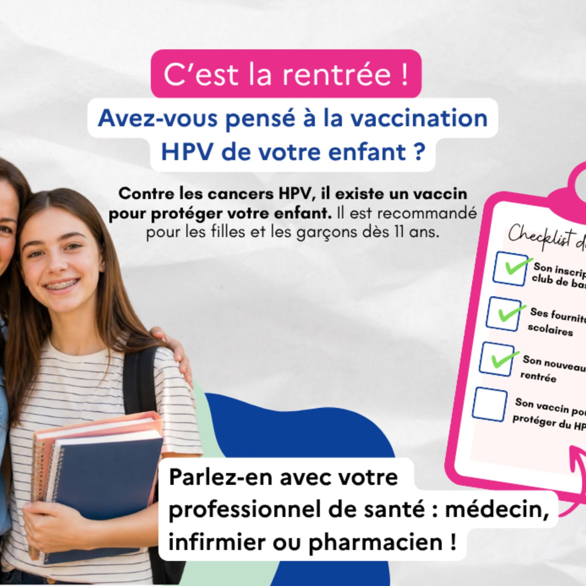 Du 7 au 13 septembre, mobilisons-nous autour de la vaccination contre les cancers HPV !